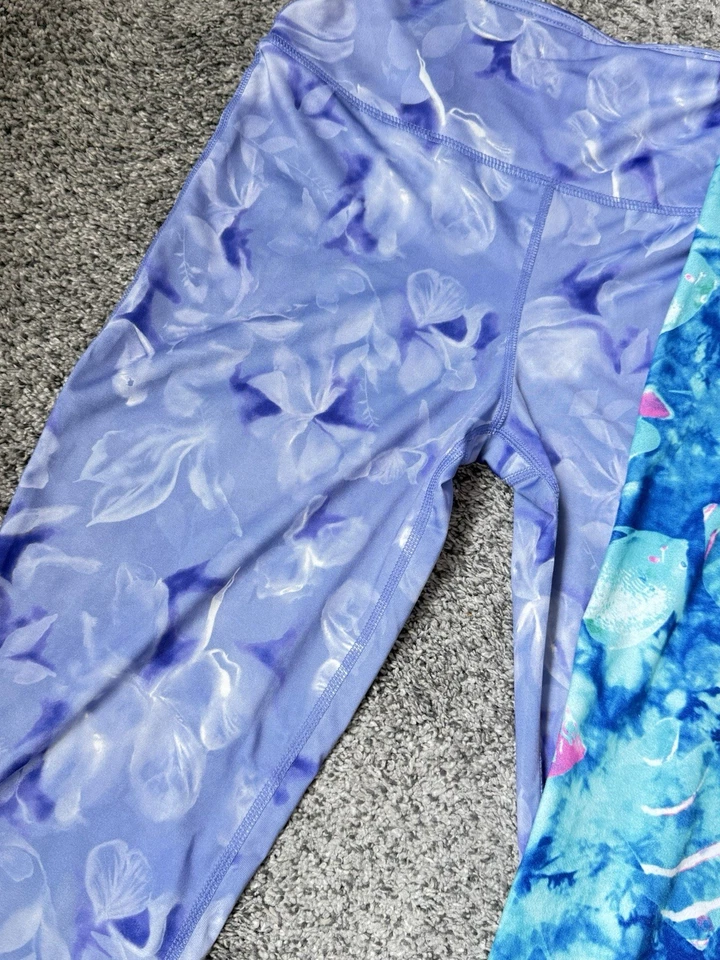 MTA Champion C9 Niñas Pez Leggings XL 14-16 Azul Rosa Dúo Seco Púrpura Floral Lote Foto 2 de 4