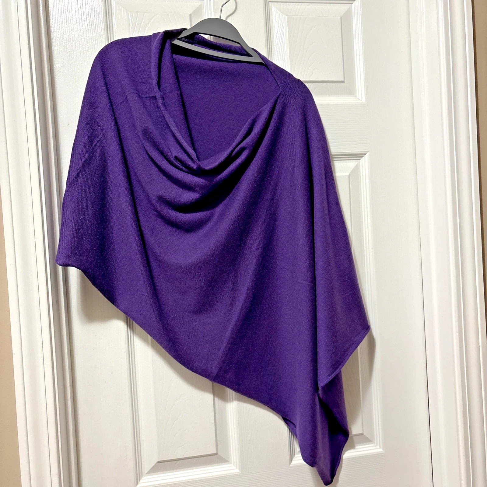 Kerisma Asymmetrical Wool Blend Poncho Purple One Size