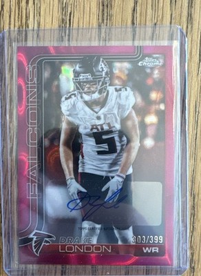 2025 Topps Chrome - Autographs Drake London #BA-DL Magenta Lava Refractor...