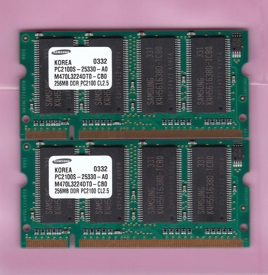 512MB 2x256MB PC-2100S SAMSUNG M470L3224DT0-CB0 DDR-266 LAPTOP DDR1 Memory Kit - Image 3 of 4
