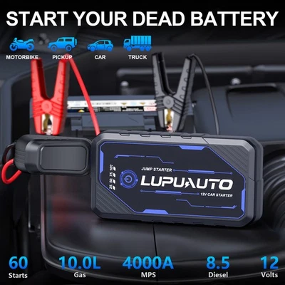 LUPUAUTO 1 Set 12000mAh Auto Jump Starter Caricabatteria Auto Power Bank Pack USB