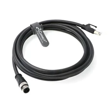 M12 D-Code 4 Pin Male to RJ45 Male Cat5e High Flex Ethernet Shielded Cable 6.6ft