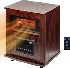 Comfort Zone 16"  Infrared Quartz Wood Cabinet Space Heater with Remote, Cherry