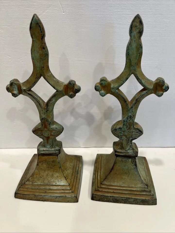 Cruz Acabada Vintage Arquitectónica Decorativa Hierro Fundido Pintado Verde Foto 2 de 4