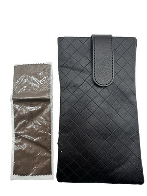 Bottega Veneta Black Intrecciato Eyeglasses Sunglasses Case w/ Cleaning Cloth