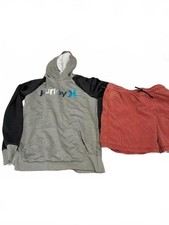 Boys Outfit XL - Hurley Gray Black Hoodie and Red Shorts Set