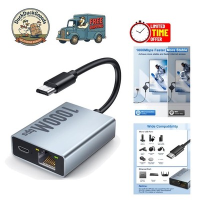 Plug and Play 1000 Mbps Ethernet Adapter for Fire TV Stick & Chromecast Devices
