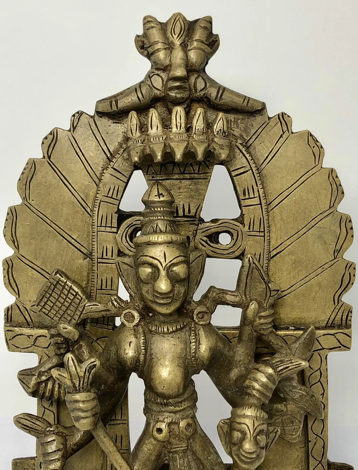 "Antigua estatua de bronce de Durga Mahishasura Mardini India 8,5""" Foto 3 de 4