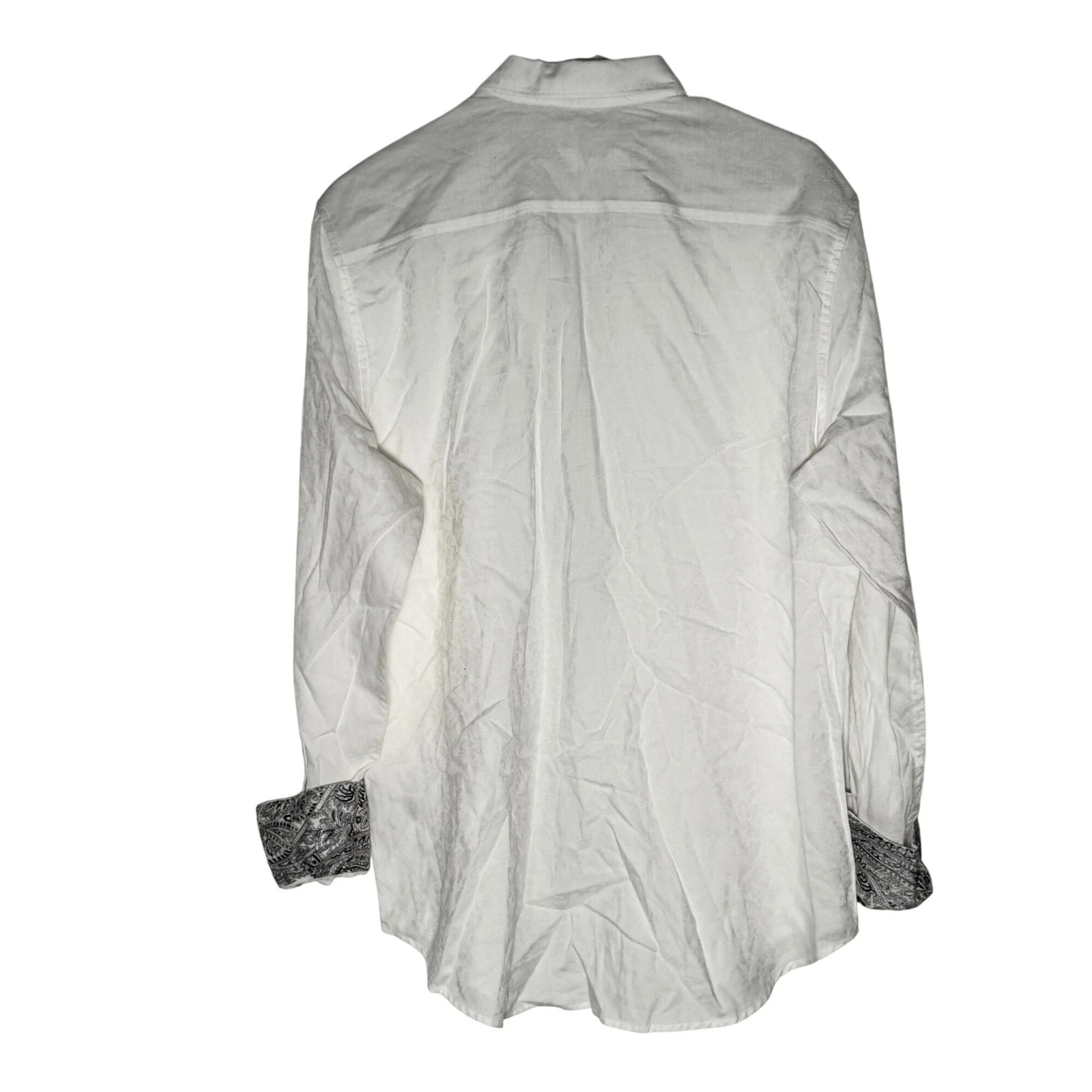Robert Graham White Classic Fit Contrast Cuff Shirt Size Large NWOT image 5