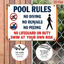 Vintage Metal Tin Sign Pool Rules Rustic Outdoor Wall Art Decor 8x12