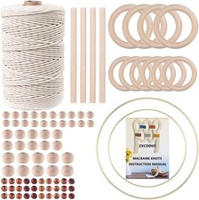 87pcs Macrame Kit for Beginners 3mm 220yd Natural Cotton Cord Wall Hanging