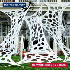 1360 Sqft Cuttable Stretchy Spider Web Halloween Decoration, White Giant Outdoor