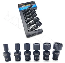 1/4" Dr Universal Swivel Impact 6 Point Socket Set Professional 6pc SAE SKT