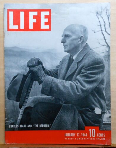 Life Magazine - January 17, 1944 - Charles Beard cover - WW2 Camel motorcycle ad