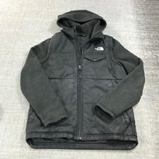 North Face Jacket Boys Large Full ZIp Gray Hybrid Fleece Hoodie Coat Casual