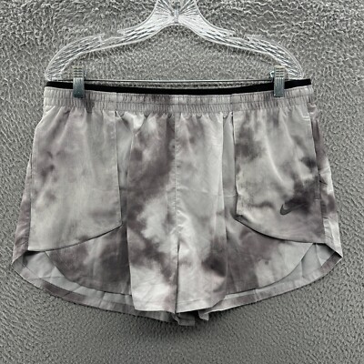 Nike Shorts Womens XL Gray Tempo Luxe Icon Clash Swoosh Dri Fit Running Gym Yoga