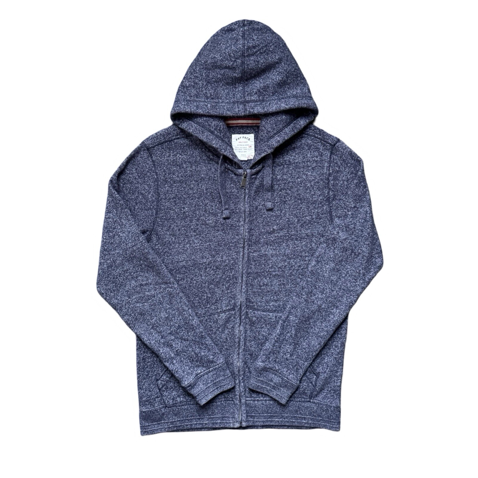 Fat Face Mens Small Blue Marl Cotton Full Zip Hoodie