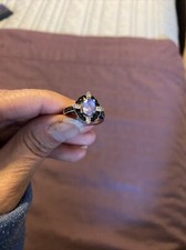 Amethyst With Marcasite Ring. Sz 8.