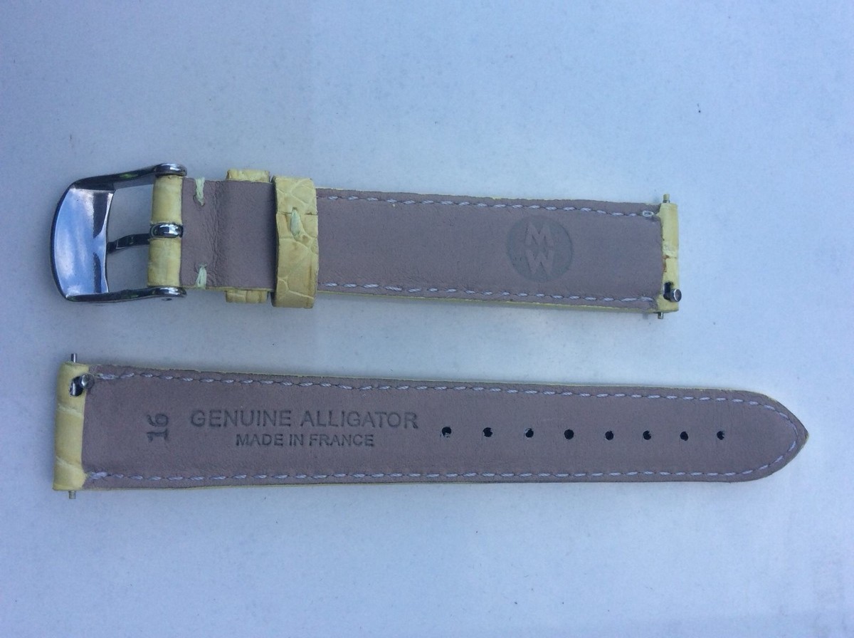 NEW MICHELE CSX33, SEREIN DECO 16MM YELLOW ALLIGATOR WATCH STRAP