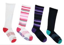 TOMMIE COPPER Women's 4 Pair Pink Multi Compression OTC Socks