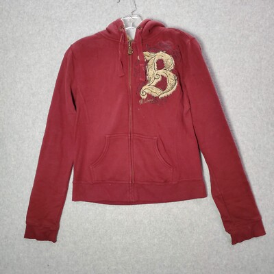 Billabong Junior Sweatshirt Medium Red Sherpa Hoodie Logo Embroidered Surf READ