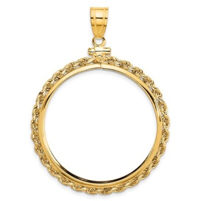 1986-Now $50 1 oz American Eagle Screw Top Small Knot Rope Coin Bezel 14k Gold