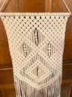 Macramé Beige Knotted String w/Wooden Beads 31" x 13.5" Boho/Hippie Wall Hanging — photo 8