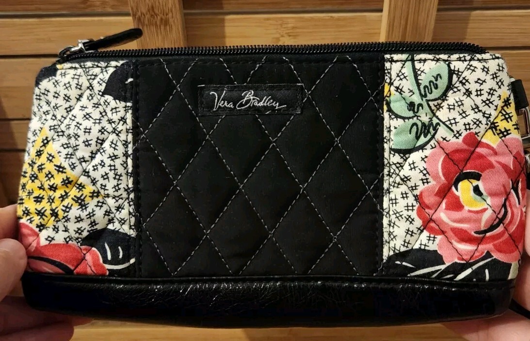 Vera Bradley "Patchwork Collection" Black Floral … - image 8