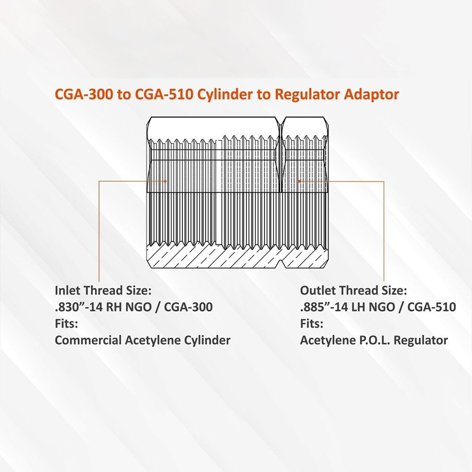 Adaptateur Acétylène CGA 200/300/510/520 – Connexion Bouteille à Régulateur – En Laiton Robuste