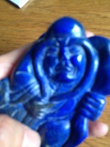 Vintage Lapis Lazulli Buddha Carving 271 Grams Feng Shui Rare Beautiful