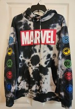 Sudadera con Capucha Marvel Gráfica Para Hombre Talla Grande Corbata Teñida Superhéroe Gris y Blanco