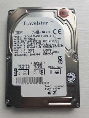 IBM DBCA-206480 2.5'' Laptop IDE ATA PATA Hard Drive 6.4GB 6440MB P/N 21L9520 HDD