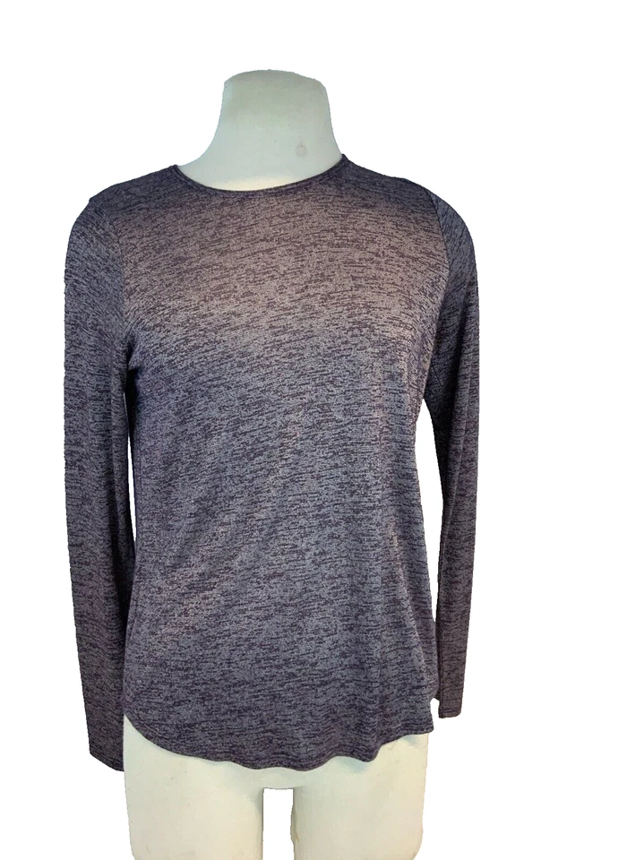 Blusa Vince Top Camisa Feminina S Cinza Roxa Rayon Poly Crew LS Estado Perfeito YGI A1-283 - Imagem 2 de 4