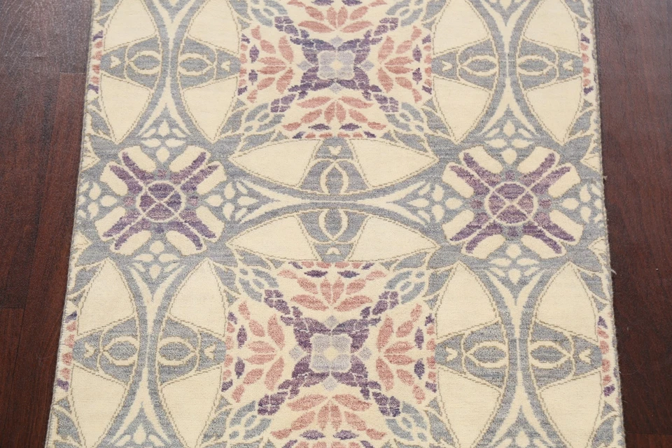 10 ft Geometric Abstract Oriental Runner Rug Hand-knotted Transitional Wool 3x10 - Image 4 of 4