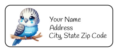 Parakeet Return Address Labels, Stickers, Personalized, Tags (30) Blue Bird