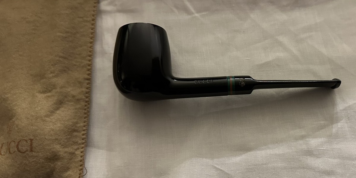 Vintage Authentic GUCCI Tobacco PIPE with Pouch and Box (Never