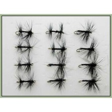 Dry Trout Flies, 12 x Knotted Midge & Black Spiders, Size 12/14/16 Fishing Flies