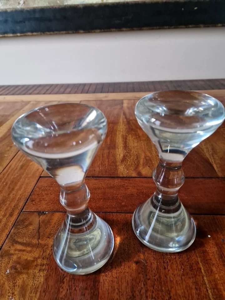 Rare Et Ancienne Paire De Porte Perruque En Verre - Photo 2/4