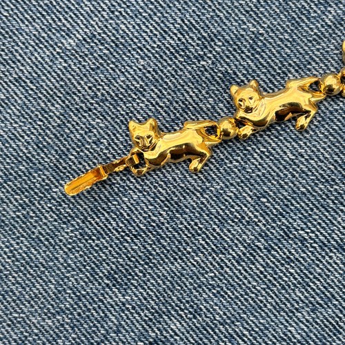 Avon Purrfect Partners Cat Bracelet 8 1/4" 1992 Gold Tone Vintage - Picture 4 of 4
