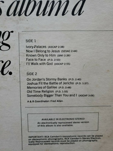 George Beverly Shea - Ivory Palaces - Vinyl Record.. - - Picture 4 of 7