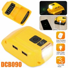 2USB Power Source Li-ion Battery Charger Adapter w/LED for Dewalt 20V Max DCB090