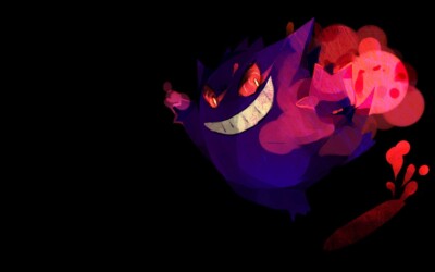 Pokemon anime red eyes simple background pokmon gengar playmat gaming mat
