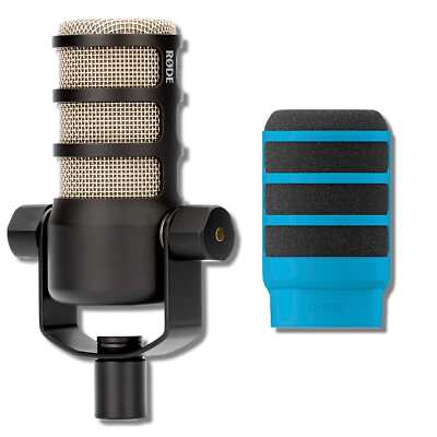 Rode PodMic Cardioid Dynamic Broadcast Microphone with WS14 Blue