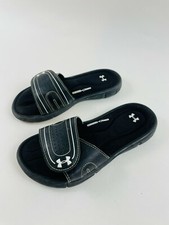 Under Armour Slides Cushioned Slip on Youth Size 2Y Black Comfortable Foam