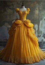 Vintage Princess Wedding Dresses Ruched Ruffle Victorian Dress Lace Applique ﻿