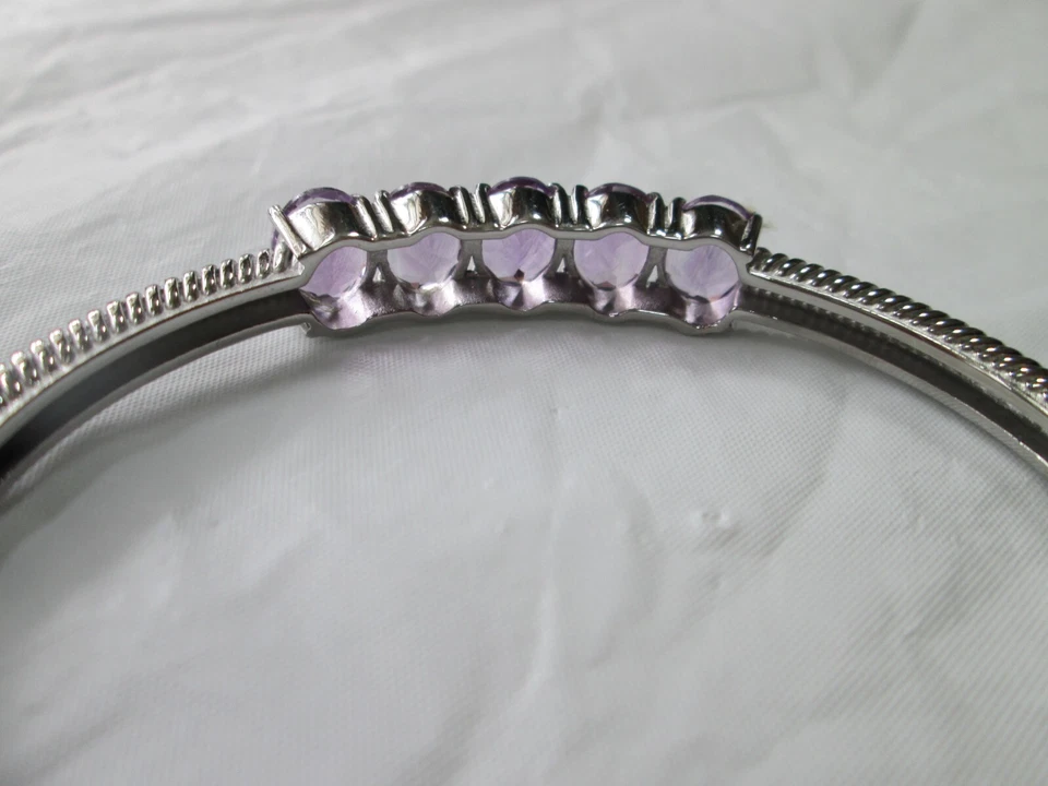 PINK  AMETHYST Hinged Cable Bangle Bracelet, 6.5", NEW - Image 4 of 4