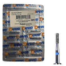 10 Pack Dental Flat End Cylinder Burs MG Medium Grit Mydent - DEFEND 835-014M