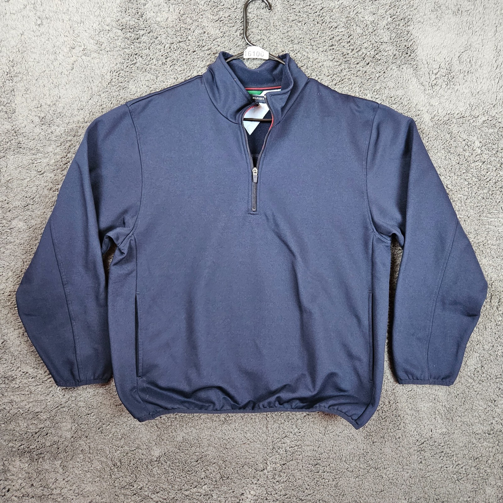 TOMMY HILFIGER Sweatshirt Mens XL Polyester 1/4 Zip Long Sleeve Pullover Blue