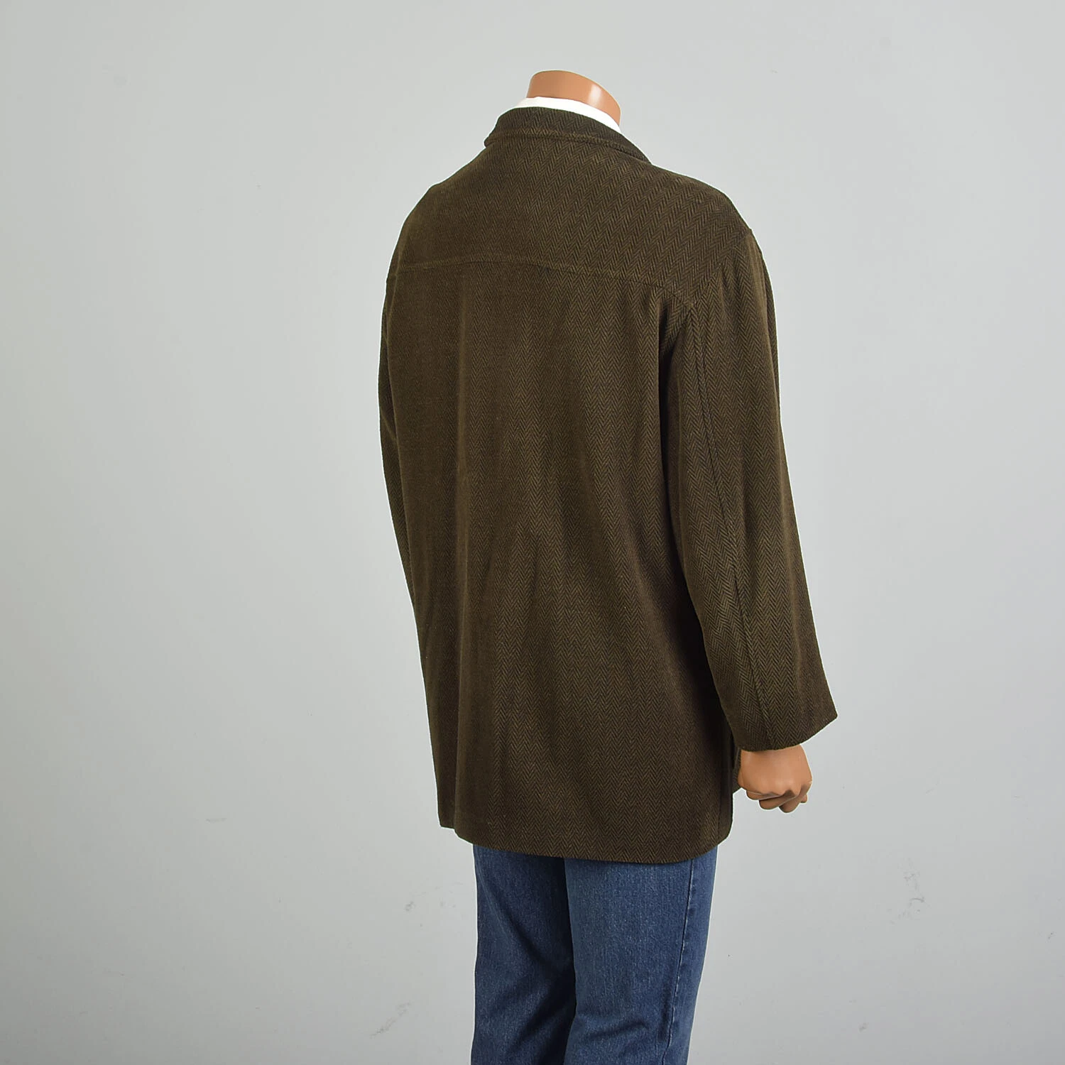 zegna 2000s herringbone patch pocket made in italy coat jacket