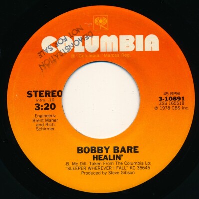 BOBBY BARE - HEALIN' / LOVE IS A COLD WIND - 3-10891 - PROMO - 45 Record VG+
